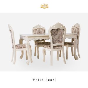 โต๊ะอาหารหลุยส์ White Pearl 4 ที่นั่ง